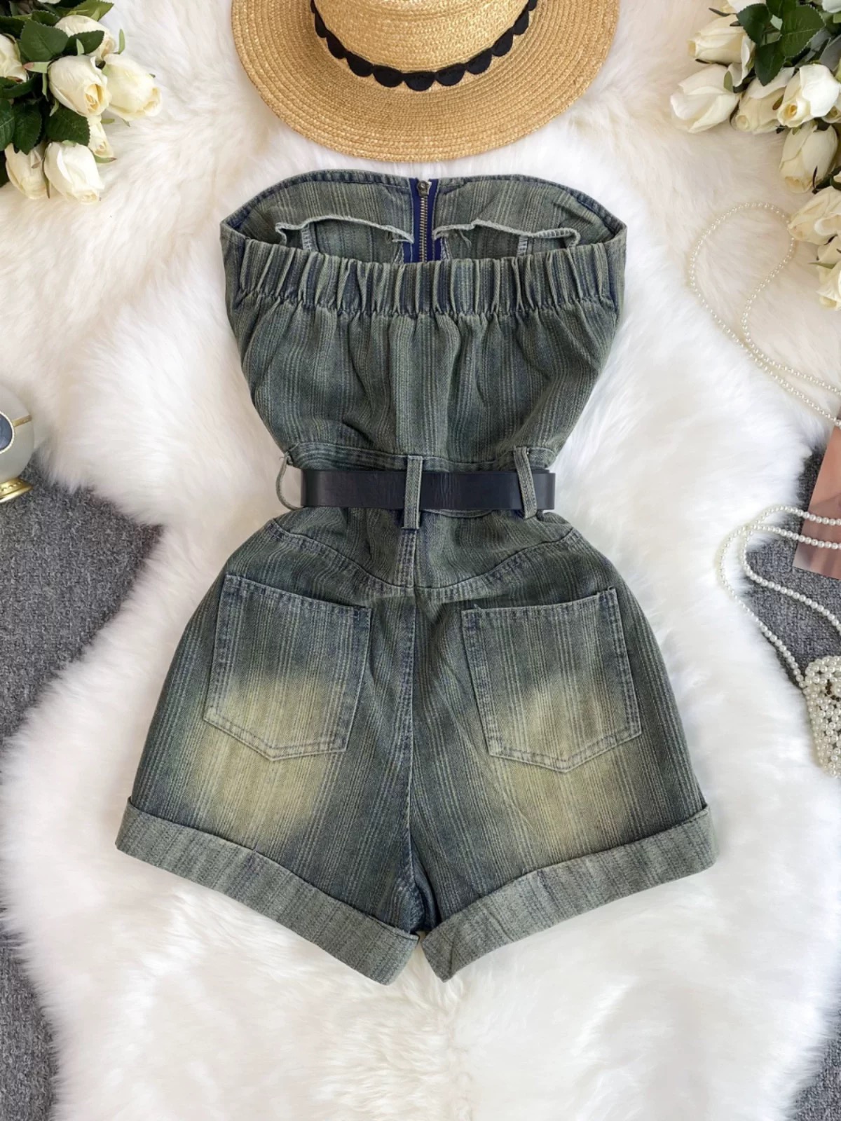 Cece denim jumpsuit & belt DJS106 images